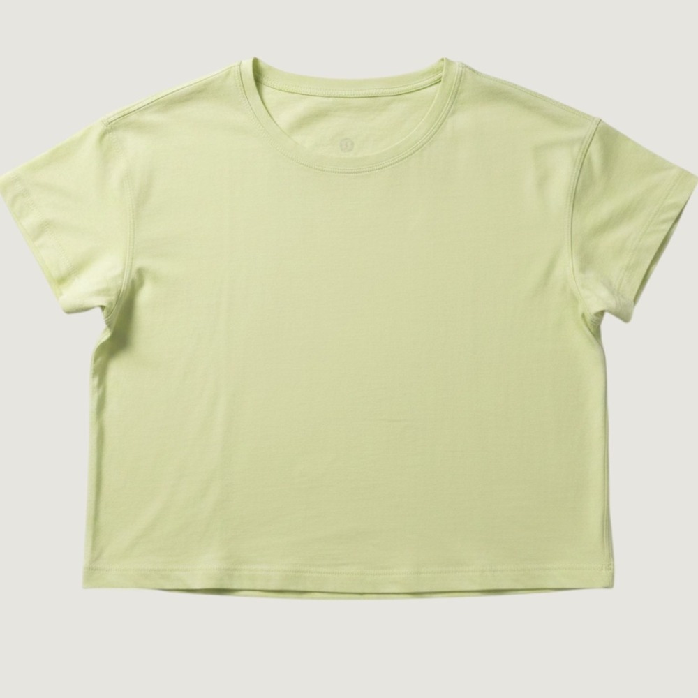 Lululemon Cates Tee T-Shirt Light Lime Green Relaxed Cropped Activewear Womens 8